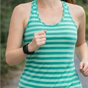 Brooks Racerback Athletic Tank Top Women’s M Green Stripe Running Workout